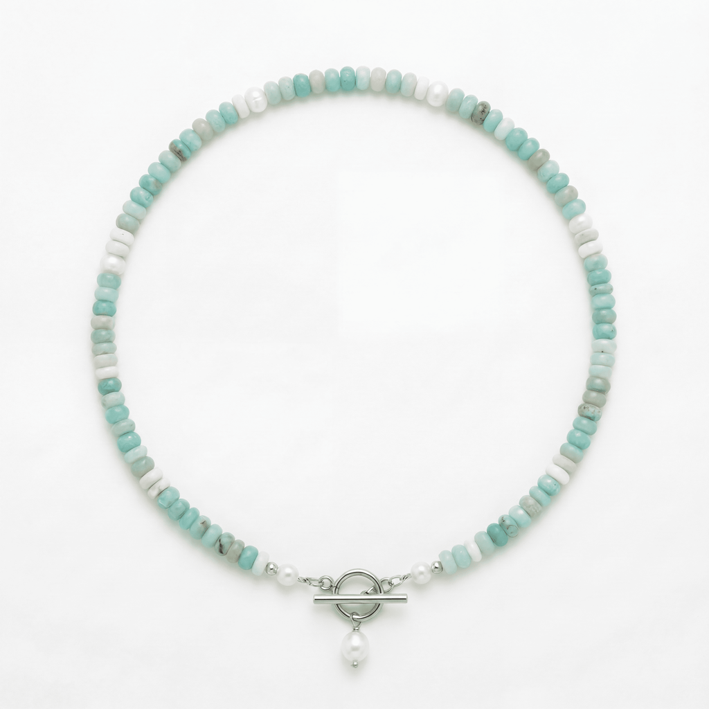 Turquoise Bead Pearl Necklace