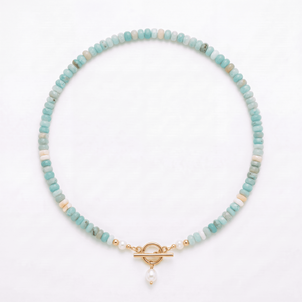 Turquoise Bead Pearl Necklace