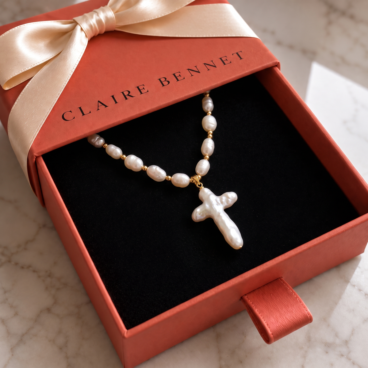 Pearl Cross Necklace