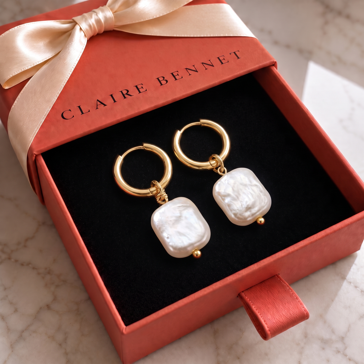 Pearl Charm Hoops