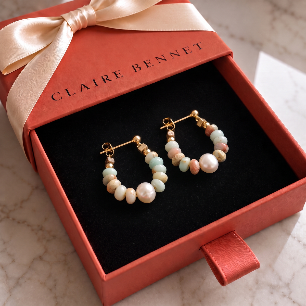 Seashore Beaded Hoops