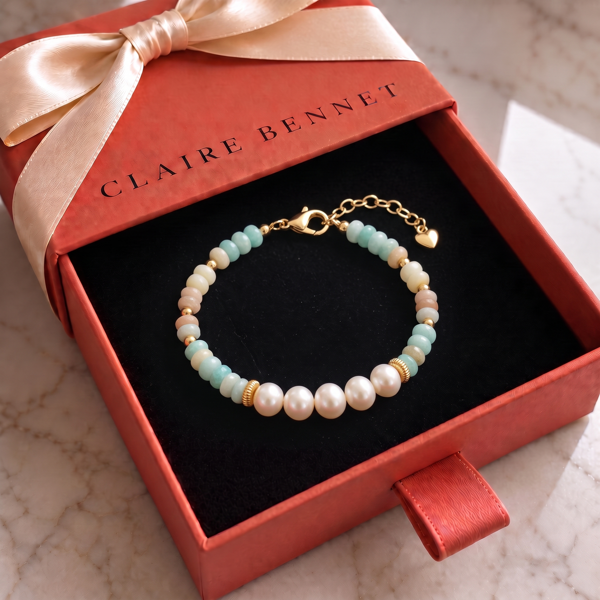 Turquoise Bead Pearl Bracelet