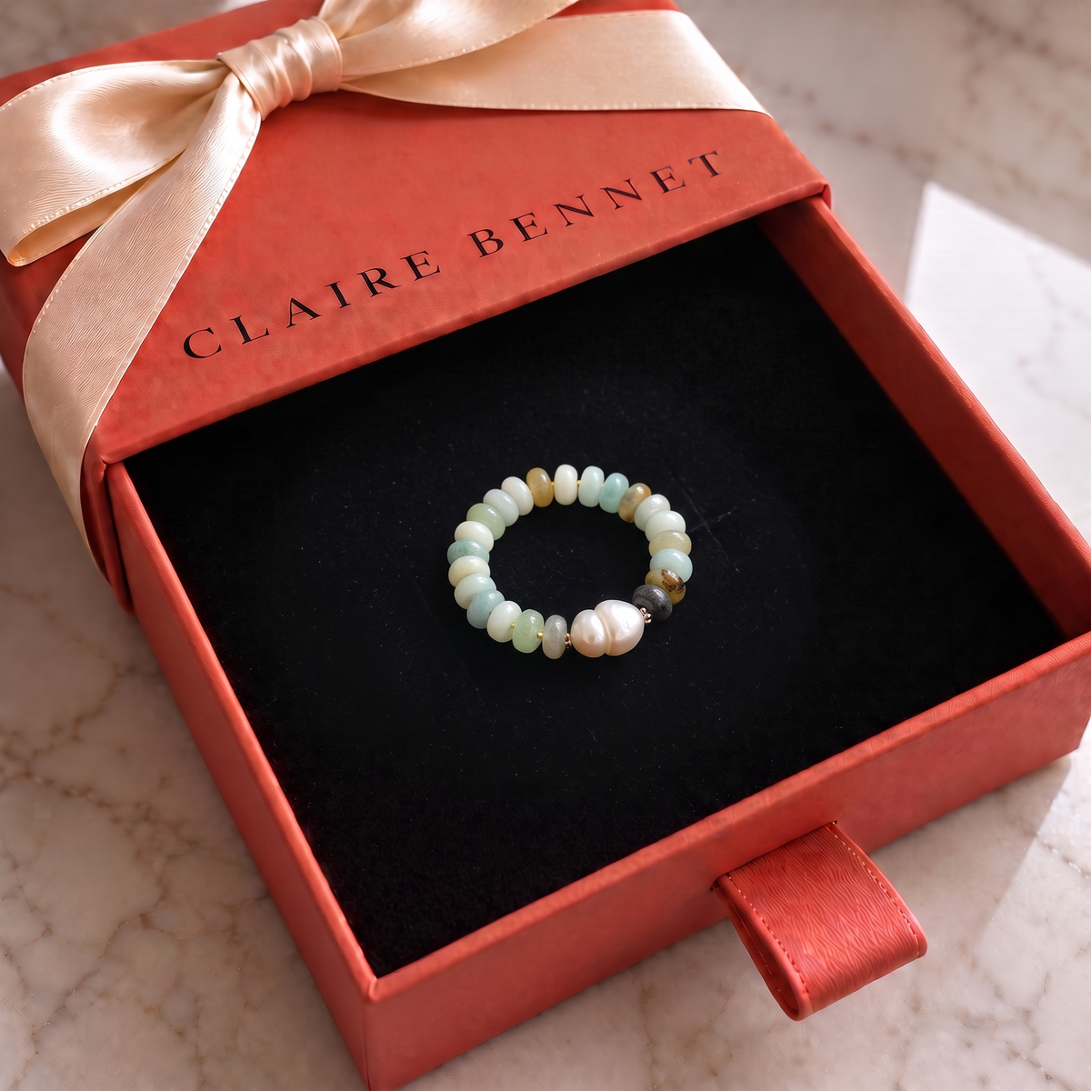 Turquoise Bead Pearl Ring